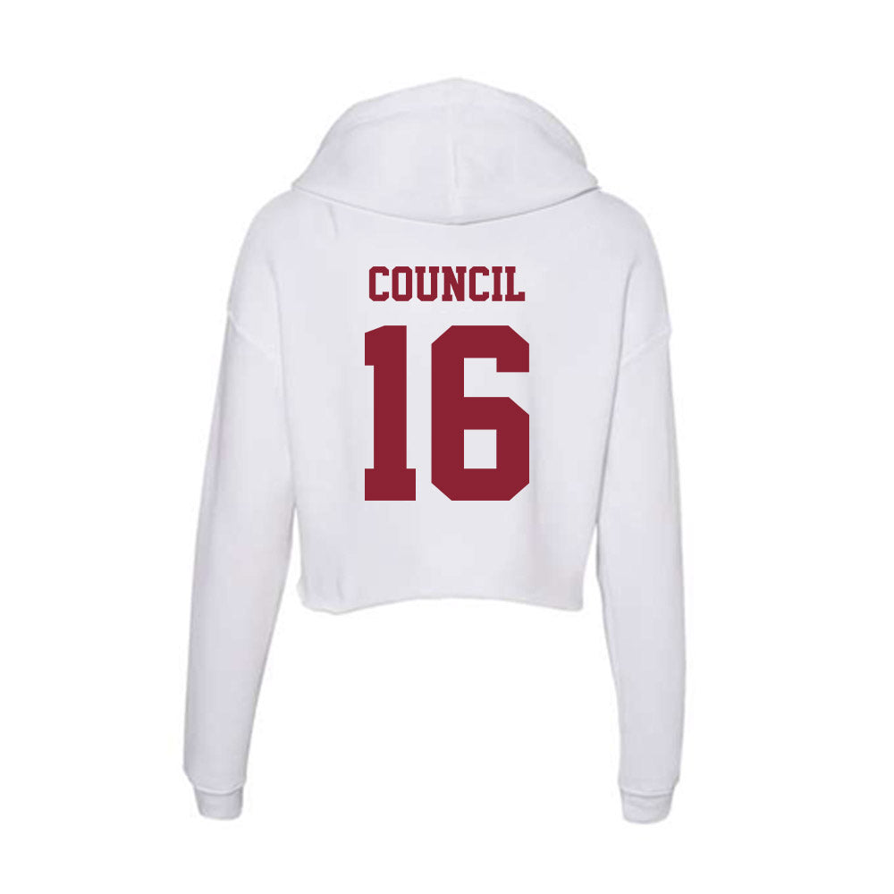 UMass - NCAA Football : Kendric Council - Women's Crop Fleece Hooded Sweatshirt-1