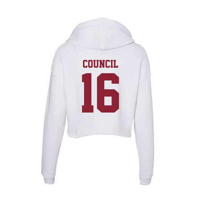 UMass - NCAA Football : Kendric Council - Women's Crop Fleece Hooded Sweatshirt-1