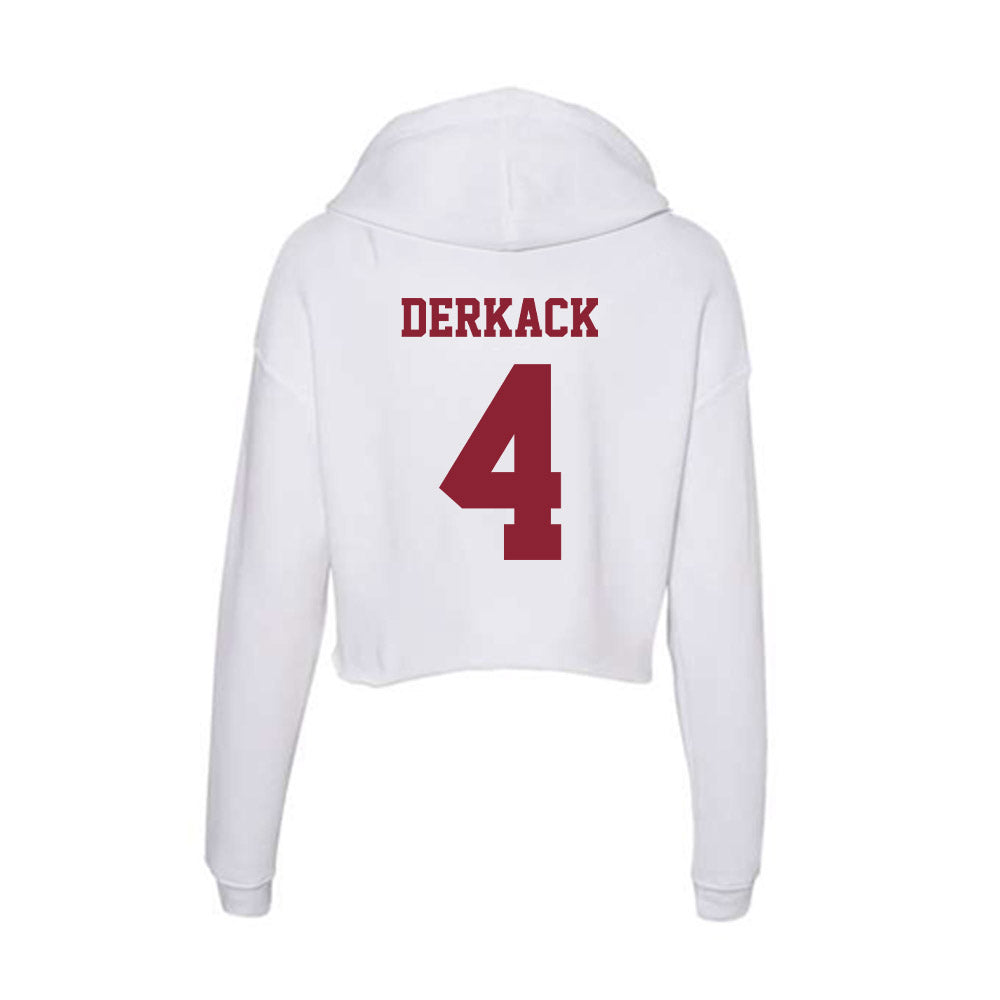 UMass - NCAA Women's Basketball : Taylor Derkack - Women's Crop Fleece Hooded Sweatshirt-1