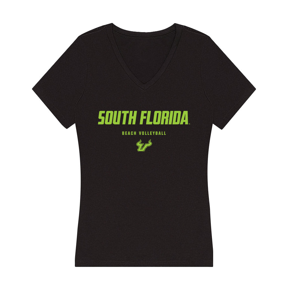 USF - NCAA Beach Volleyball : Sasha Pasloski - Women's V-Neck T-Shirt-0