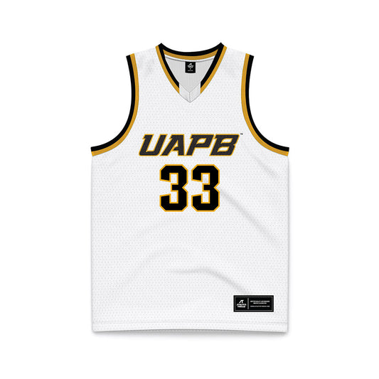UAPB - NCAA Men's Basketball : Travis Pourciau - White Basketball Jersey-0