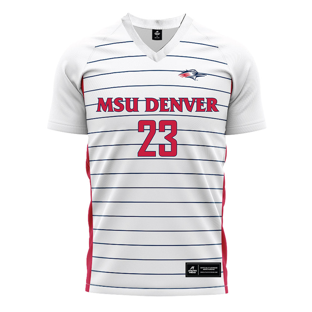 MSU Denver - NCAA Men's Soccer : Dominic Athearn - White Soccer Jersey-0