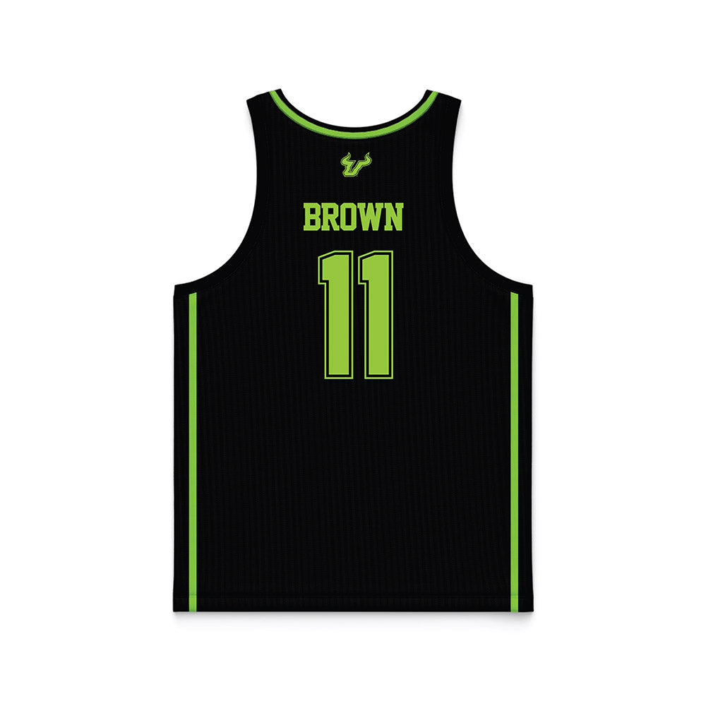 USF - NCAA Men's Basketball : CJ Brown - Black Basketball Jersey-1