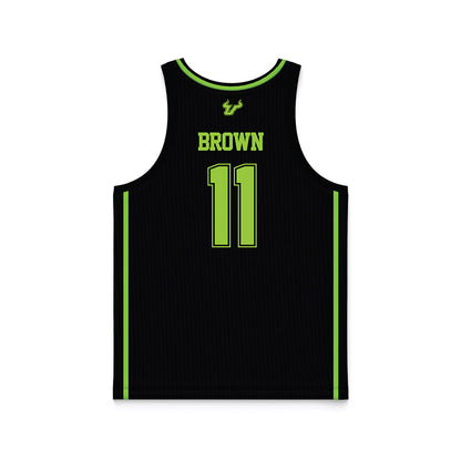 USF - NCAA Men's Basketball : CJ Brown - Black Basketball Jersey-1