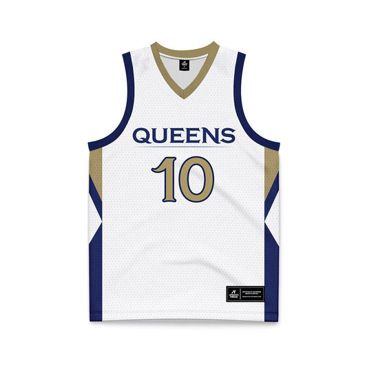 Queens - NCAA Women's Basketball : Nykira Arrington - White Basketball Jersey-0