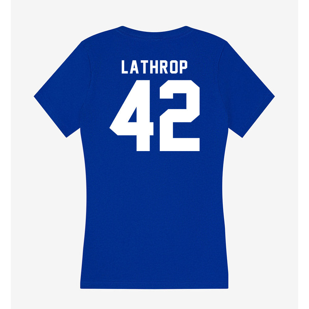 Delaware - NCAA Men's Lacrosse : Keegan Lathrop - Women's V-Neck T-Shirt-1