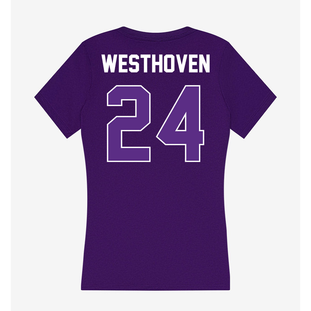 North Alabama - NCAA Softball : Lindsey Westhoven - Women's V-Neck T-Shirt-1