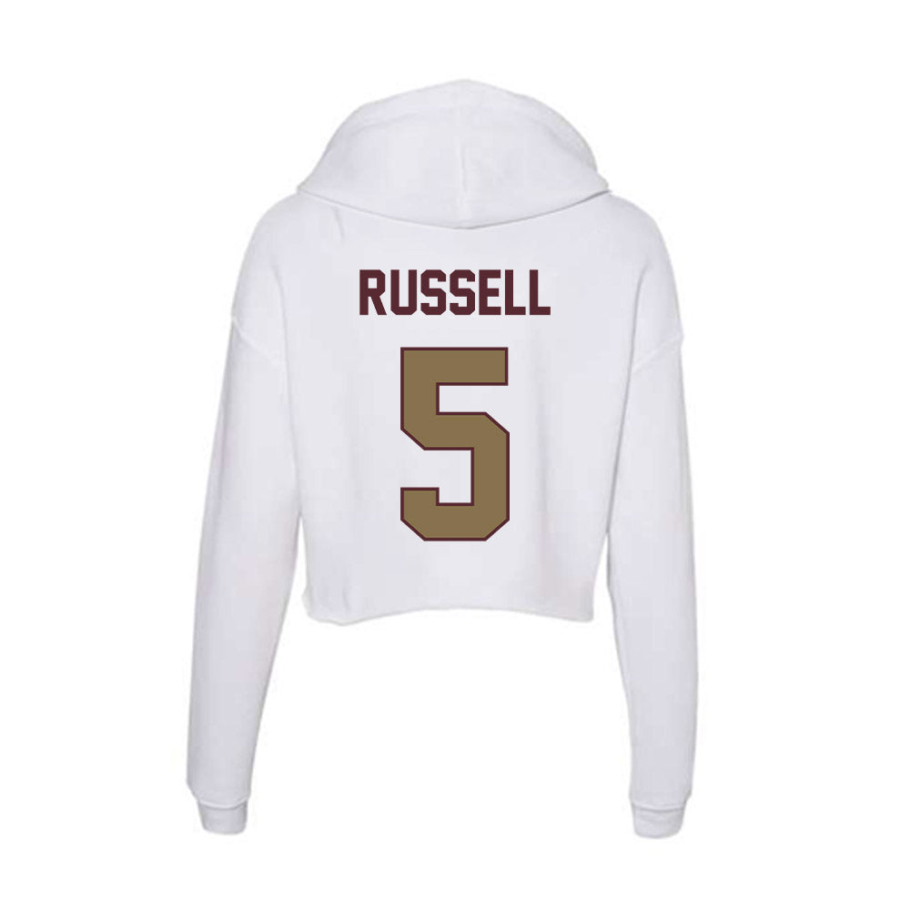 Texas State - NCAA Football : Donterry Russell - Women's Crop Fleece Hooded Sweatshirt-1