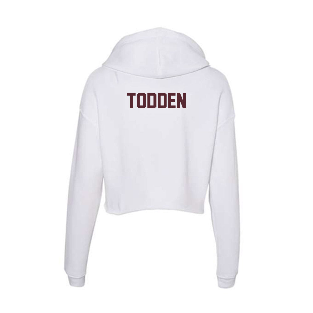 Texas State - NCAA Men's Track & Field : Jake Todden - Women's Crop Fleece Hooded Sweatshirt-1