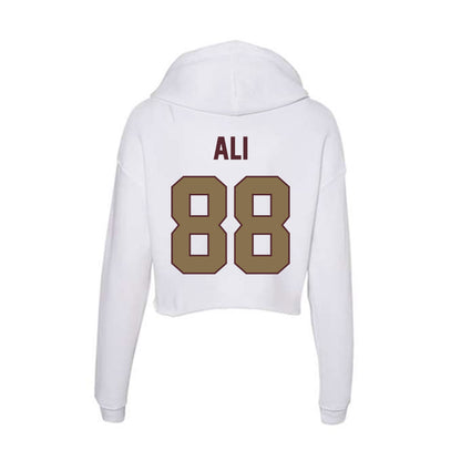 Texas State - NCAA Football : Jussiah Ali - Women's Crop Fleece Hooded Sweatshirt-1