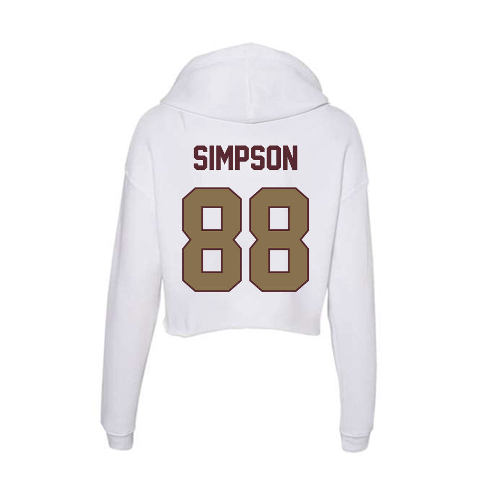 Texas State - NCAA Football : Jake Simpson - Women's Crop Fleece Hooded Sweatshirt-1
