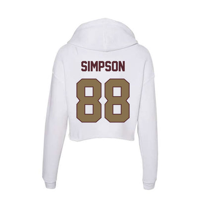 Texas State - NCAA Football : Jake Simpson - Women's Crop Fleece Hooded Sweatshirt-1
