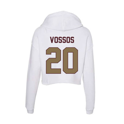 Texas State - NCAA Baseball : Justin Vossos - Women's Crop Fleece Hoodie-1