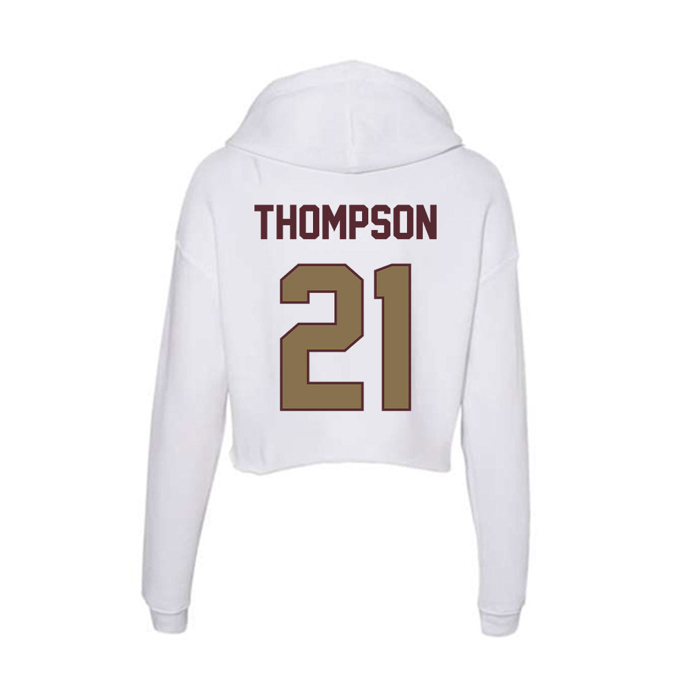 Texas State - NCAA Men's Basketball : Deke Thompson - Women's Crop Fleece Hoodie-1