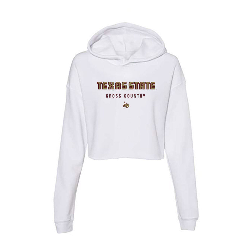 Texas State - NCAA Men's Cross Country : Jaxon Asbill - Women's Crop Fleece Hoodie-0
