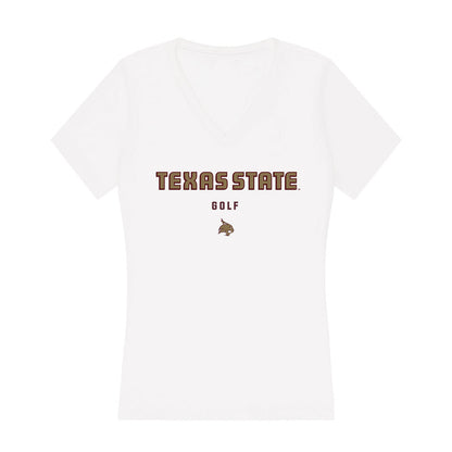 Texas State - NCAA Men's Golf : Corrington Case - Women's V-Neck T-Shirt-0