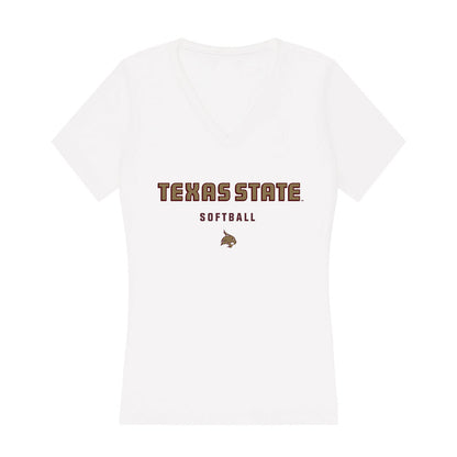 Texas State - NCAA Softball : Emily Fish - Women's V-Neck T-Shirt-0