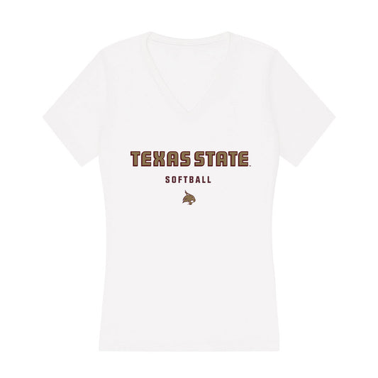 Texas State - NCAA Softball : Emily Fish - Women's V-Neck T-Shirt-0