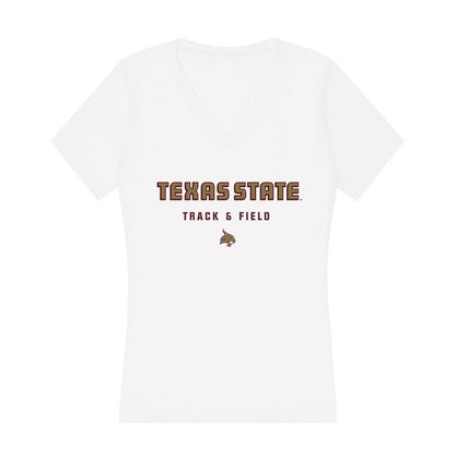 Texas State - NCAA Women's Track & Field : Melanie Duron - Women's V-Neck T-Shirt-0