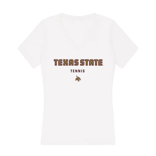 Texas State - NCAA Women's Tennis : Kinley VanPelt - Women's V-Neck T-Shirt-0