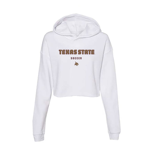 Texas State - NCAA Women's Soccer : Matsuri Tsutsui - Women's Crop Fleece Hooded Sweatshirt-0