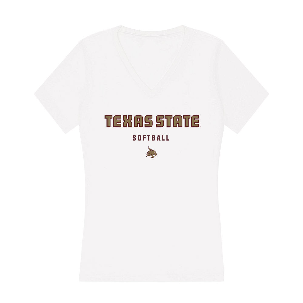 Texas State - NCAA Softball : Harley Vestal - Women's V-Neck T-Shirt-0