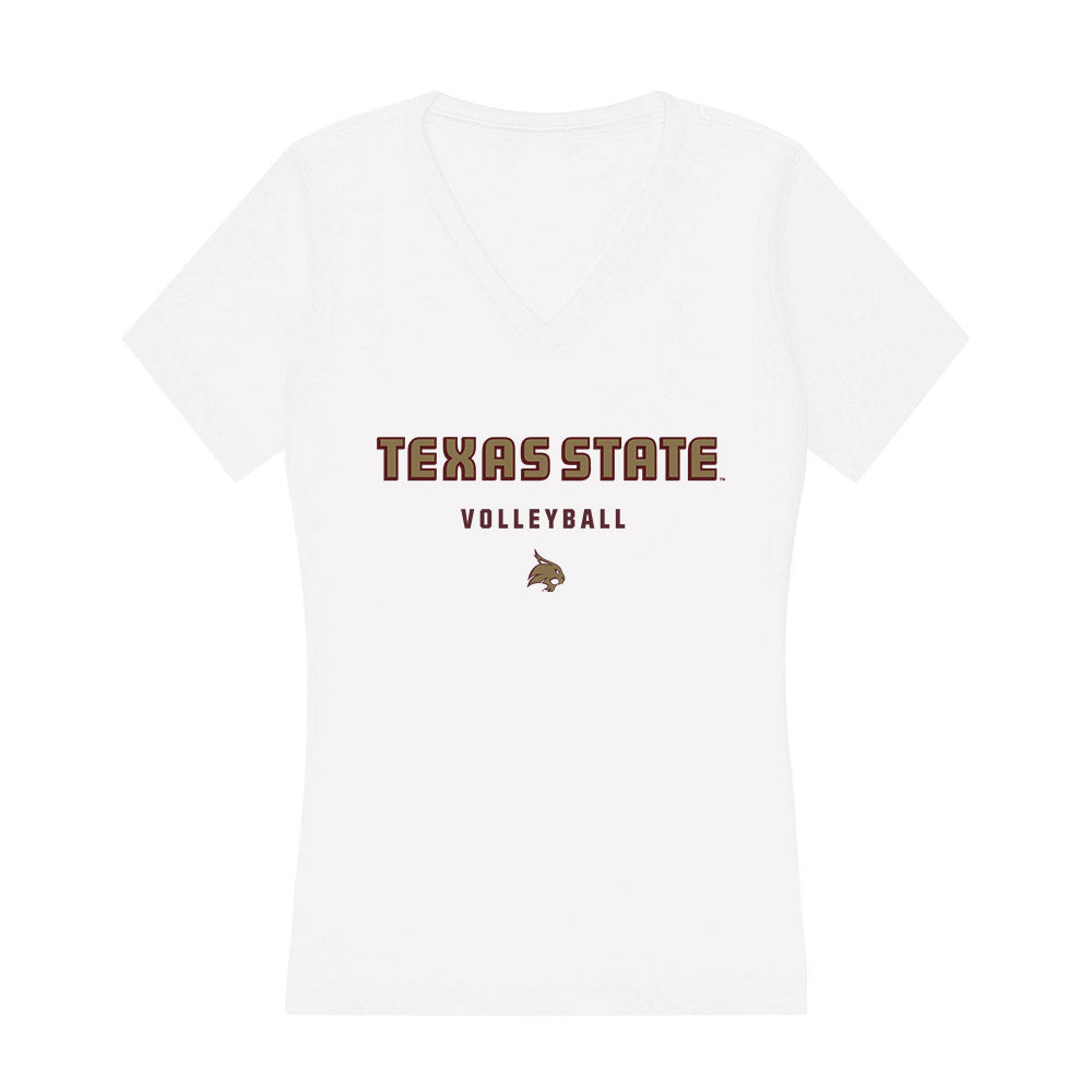 Texas State - NCAA Women's Volleyball : caelyn emmerling - Women's V-Neck T-Shirt-0