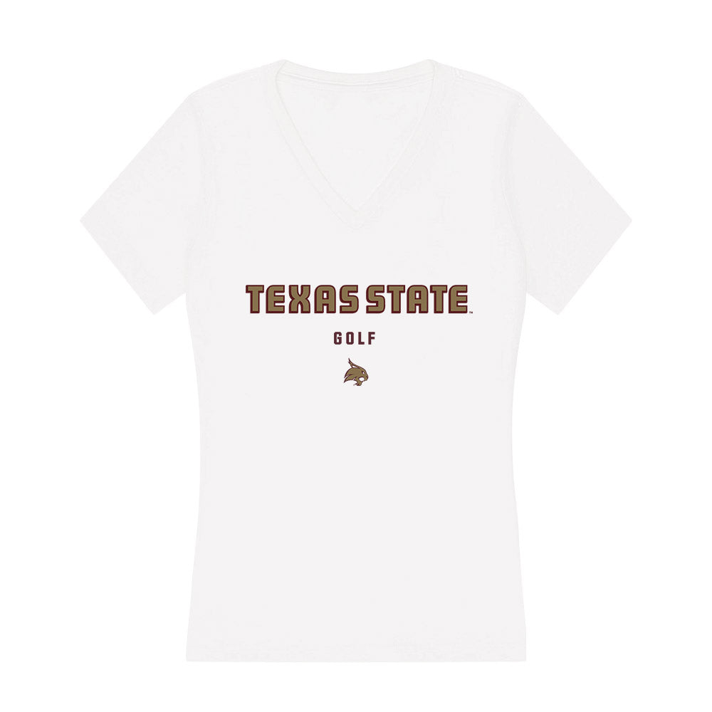 Texas State - NCAA Men's Golf : Terrin Anderson - Women's V-Neck T-Shirt-0