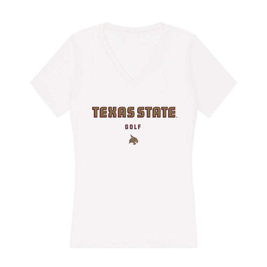 Texas State - NCAA Men's Golf : Terrin Anderson - Women's V-Neck T-Shirt-0