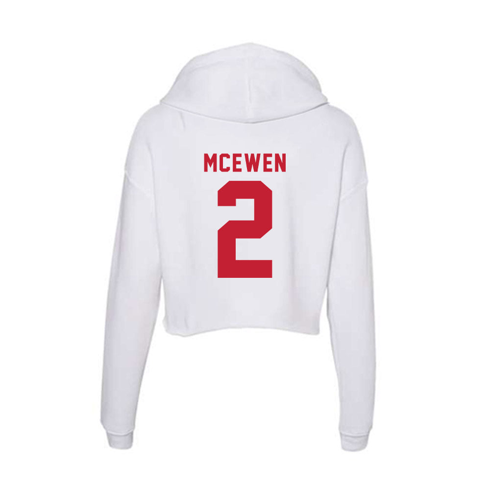 Miami of Ohio - NCAA Men's Ice Hockey : Shaun McEwen - Women's Crop Fleece Hoodie-1
