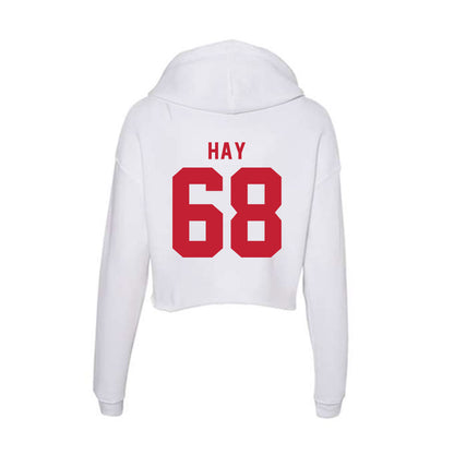 Miami of Ohio - NCAA Men's Ice Hockey : Ethan Hay - Women's Crop Fleece Hoodie-1