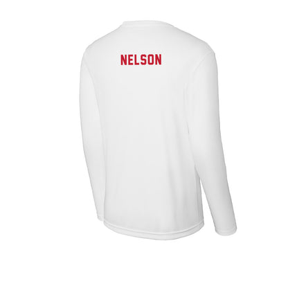 Miami of Ohio - NCAA Men's Swimming & Diving : Jensen Nelson - Activewear Long Sleeve T-Shirt-1