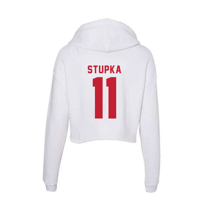 Miami of Ohio - NCAA Men's Ice Hockey : Justin Stupka - Women's Crop Fleece Hoodie-1