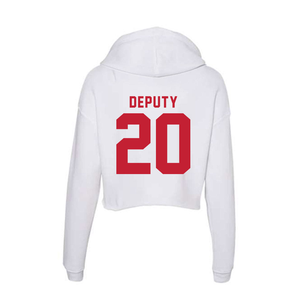 Miami of Ohio - NCAA Men's Ice Hockey : David Deputy - Women's Crop Fleece Hoodie-1