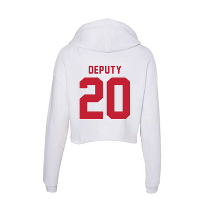 Miami of Ohio - NCAA Men's Ice Hockey : David Deputy - Women's Crop Fleece Hoodie-1