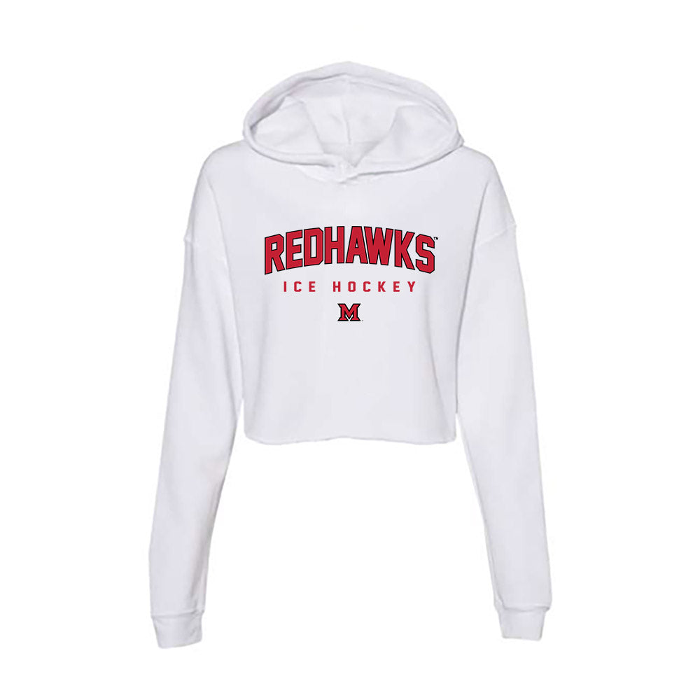 Miami of Ohio - NCAA Men's Ice Hockey : David Helledy - Classic Shersey Women's Crop Fleece Hooded Sweatshirt-0