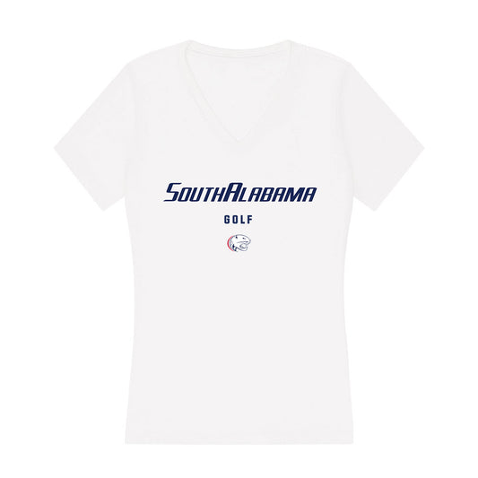 South Alabama - NCAA Men's Golf : Easton Haworth - Women's V-Neck T-Shirt-0