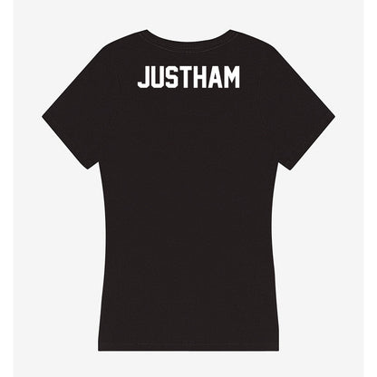 Campbell - NCAA Cheerleading : Addison Justham - Women's V-Neck T-Shirt-1