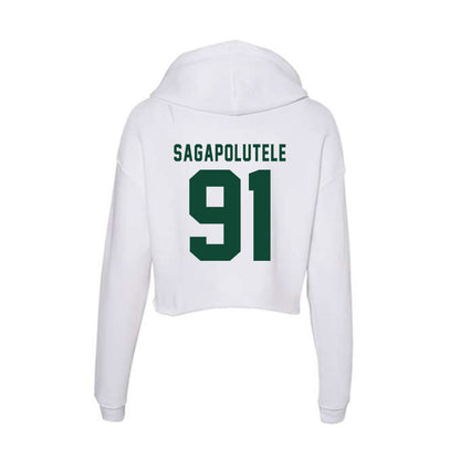 Hawaii - NCAA Football : Joshua sagapolutele - Classic Shersey Women's Crop Fleece Hooded Sweatshirt-1