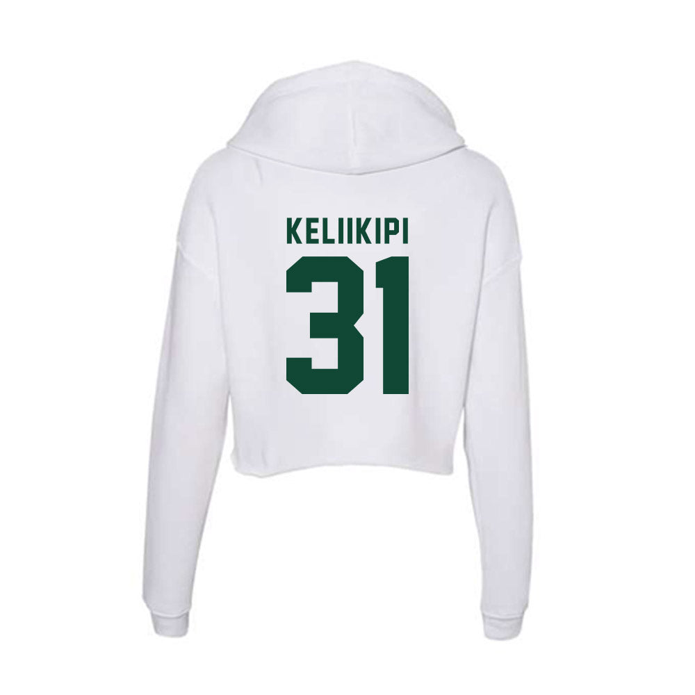 Hawaii - NCAA Football : Tryton Keliikipi - Women's Crop Fleece Hoodie-1