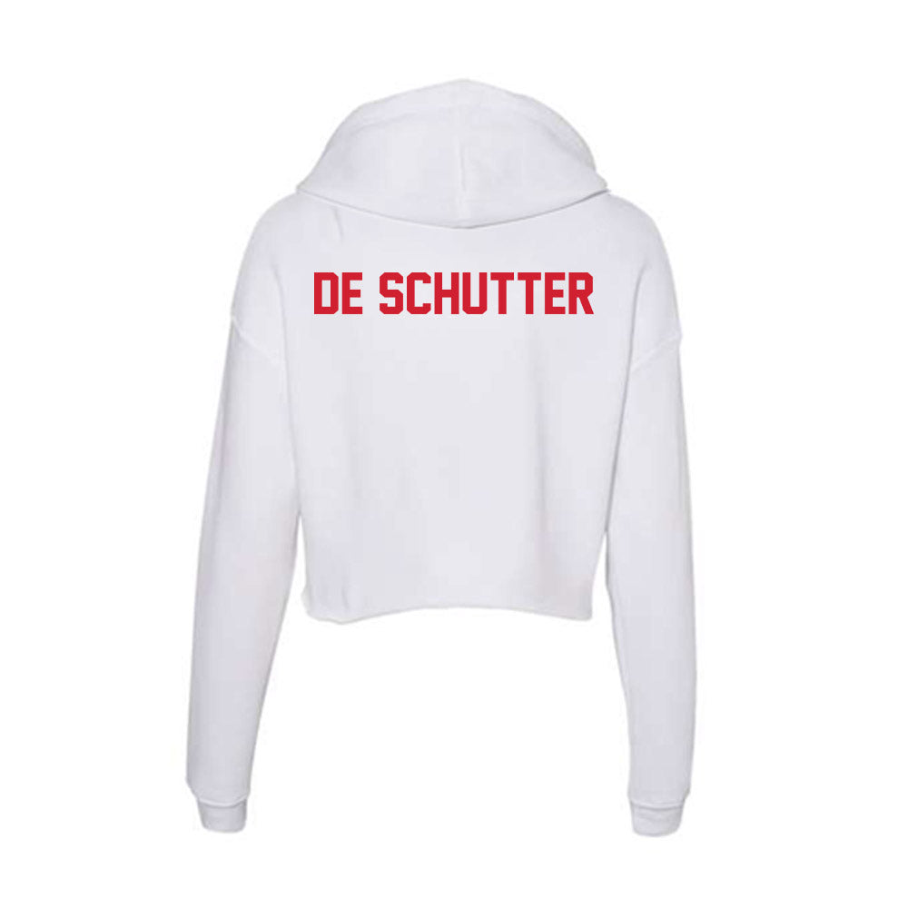 Arkansas State - NCAA Men's Golf : Anthony De Schutter - Women's Crop Fleece Hoodie-1