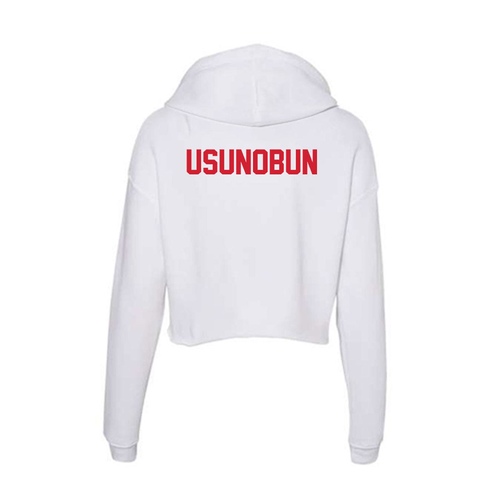 Arkansas State - NCAA Women's Track & Field : Queen Usunobun - Women's Crop Fleece Hooded Sweatshirt-1
