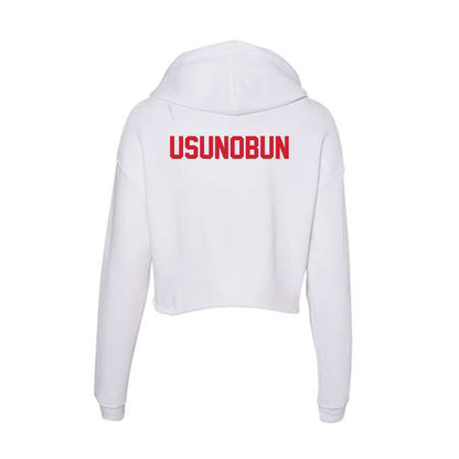 Arkansas State - NCAA Women's Track & Field : Queen Usunobun - Women's Crop Fleece Hooded Sweatshirt-1