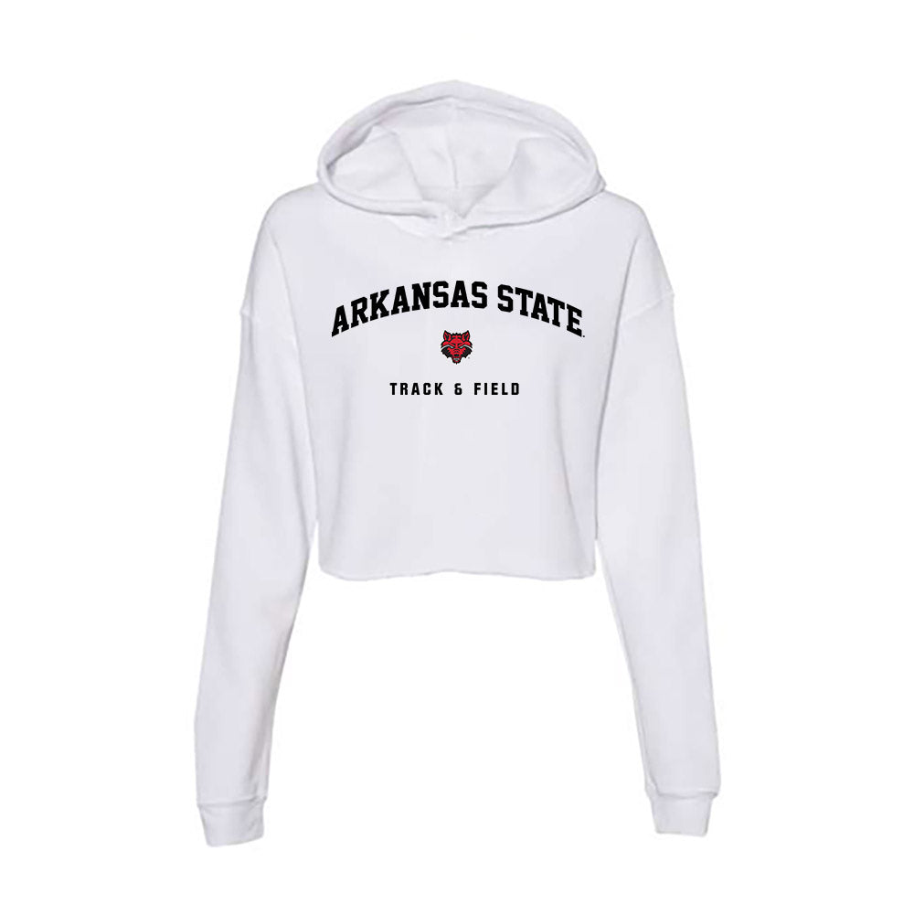 Arkansas State - NCAA Women's Track & Field : Queen Usunobun - Women's Crop Fleece Hooded Sweatshirt-0