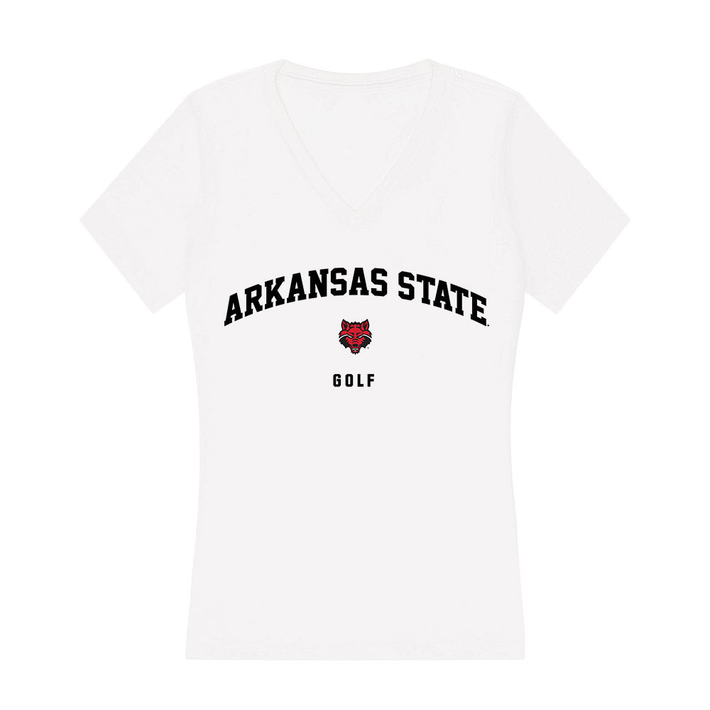Arkansas State - NCAA Men's Golf : Jack Maxey - Women's V-Neck T-Shirt-0