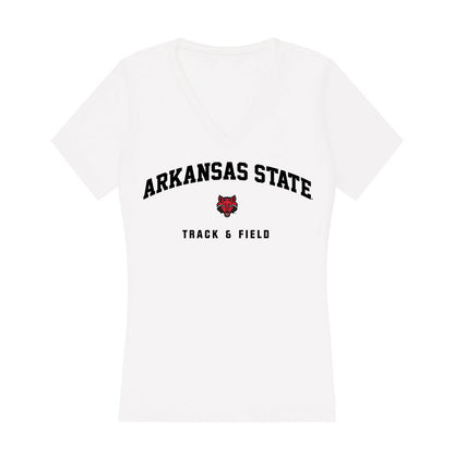 Arkansas State - NCAA Women's Track & Field : Queen Usunobun - Women's V-Neck T-Shirt-0
