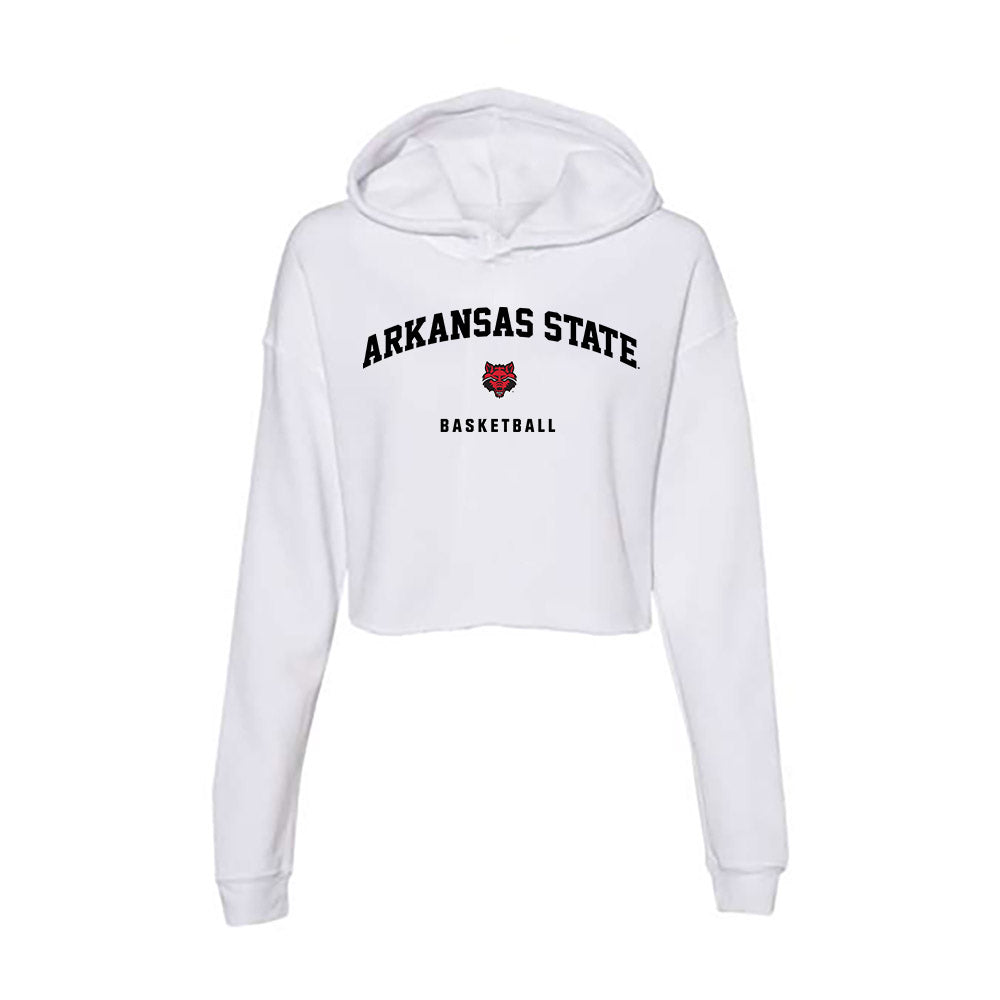 Arkansas State - NCAA Men's Basketball : Layne Taylor - Women's Crop Fleece Hooded Sweatshirt-0