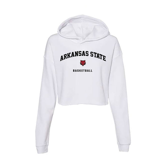 Arkansas State - NCAA Men's Basketball : Layne Taylor - Women's Crop Fleece Hooded Sweatshirt-0