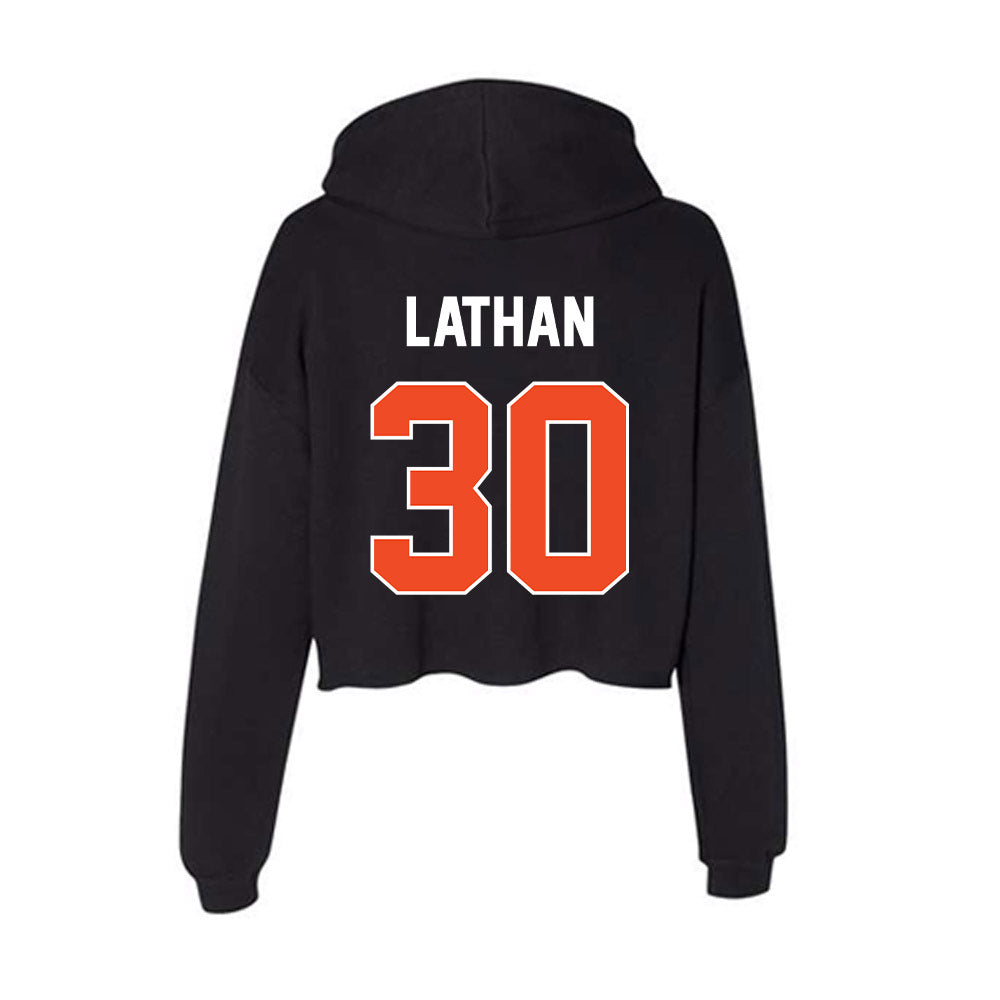 Boise State - NCAA Men's Basketball : Ethan Lathan - Women's Crop Fleece Hooded Sweatshirt-1