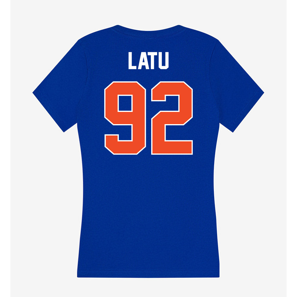 Boise State - NCAA Football : David Latu - Women's V-Neck T-Shirt-1